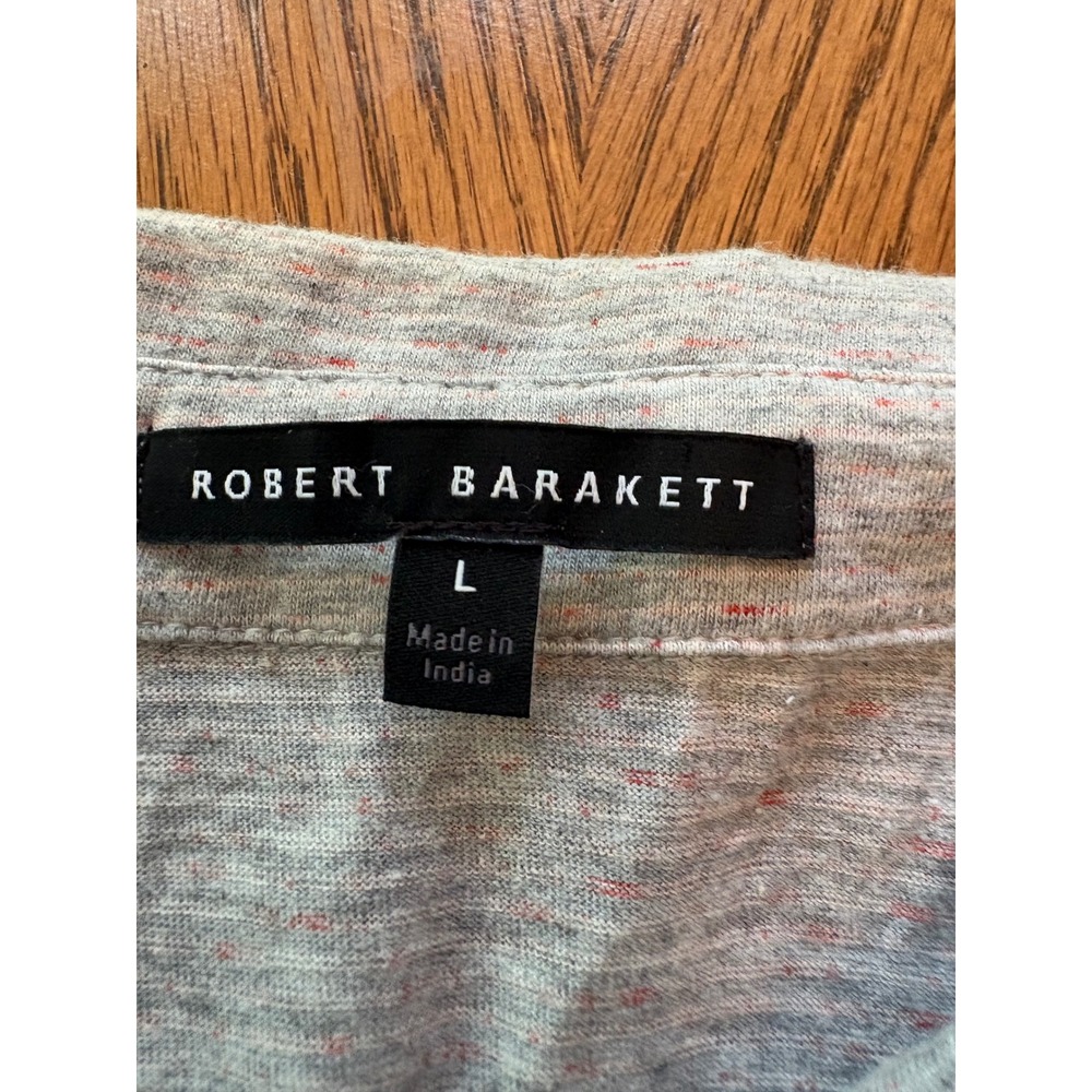 Robert Barakett Mens Large Gray Red Heather Cotton Modal Short Sleeve Polo Shirt - Picture 4 of 7